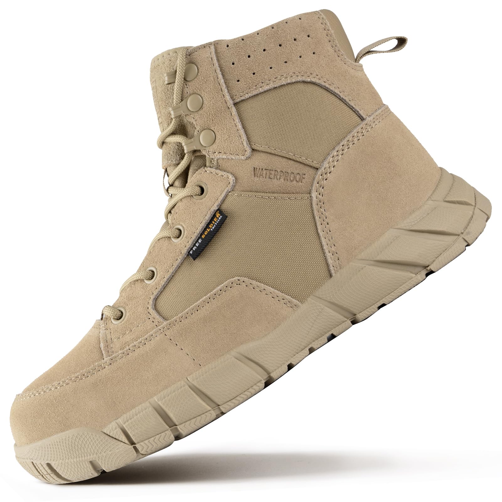 FREE SOLDIER Men's 6-Inch Waterproof Tactical Hiking Boots - Military Work Boots for Outdoor, Desert & Rough Terrain - Ideal for Hiking, Hunting & Construction Work