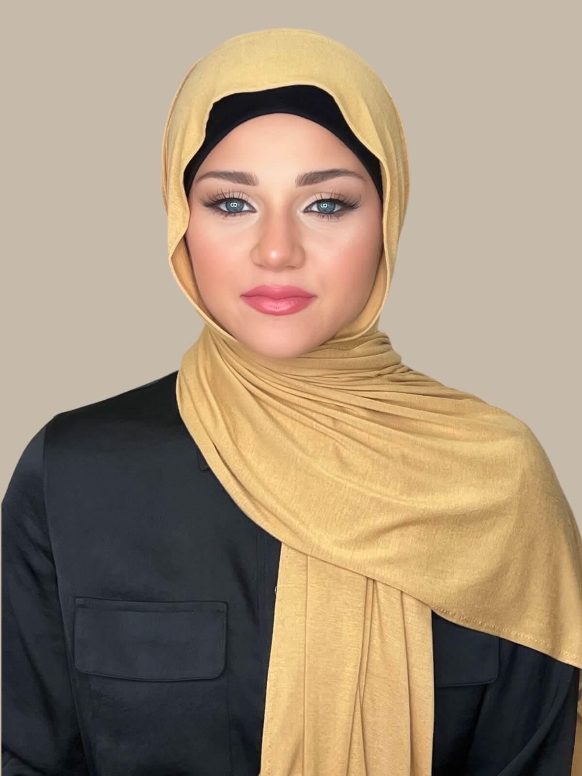 Butterscotch Classic Jersey Hijab - Soft & Breathable Muslim Scarf for Women - Perfect for Daily Wear, Prayer, and Modest Fashion