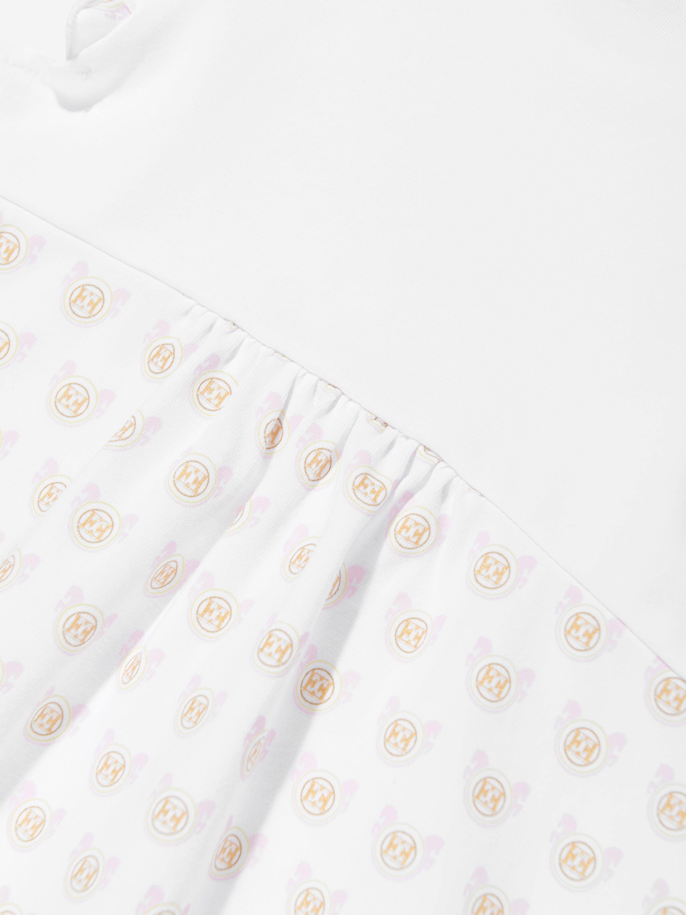 Baby Girls Logo Romper - White Cotton Jumpsuit for Infants & Toddlers | Perfect for Playdates, Photo Shoots & Summer Outfits