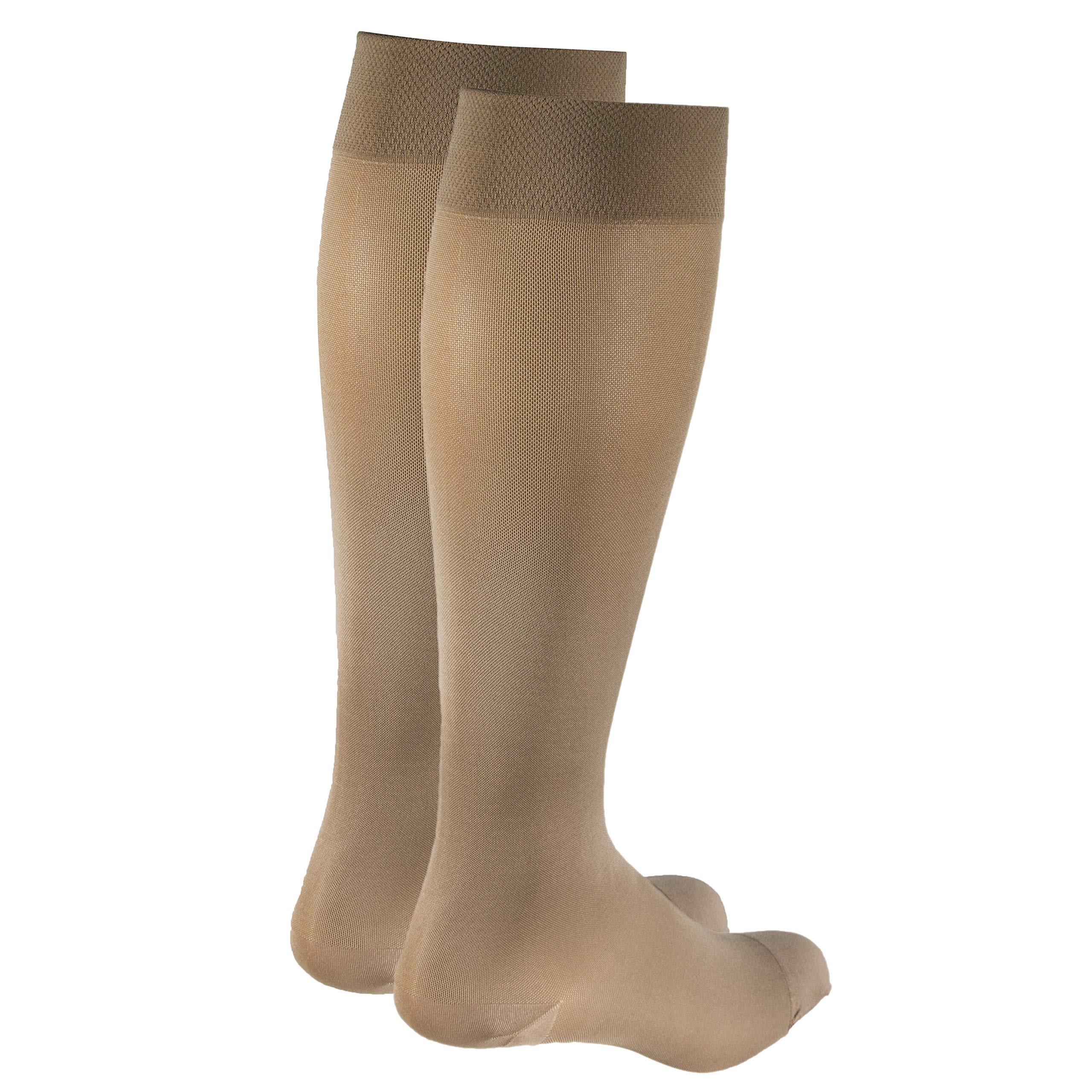 Truform Women's 20-30 mmHg Knee High Compression Stockings - Opaque Beige Small Size for Circulation Support & Varicose Veins Relief - Perfect for Nurses, Travel & Pregnancy
