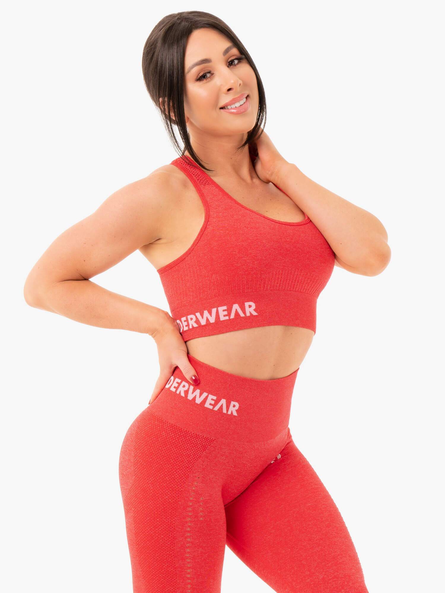 Seamless High Support Sports Bra for Women - Red Marl - Perfect for Yoga, Running & Gym Workouts