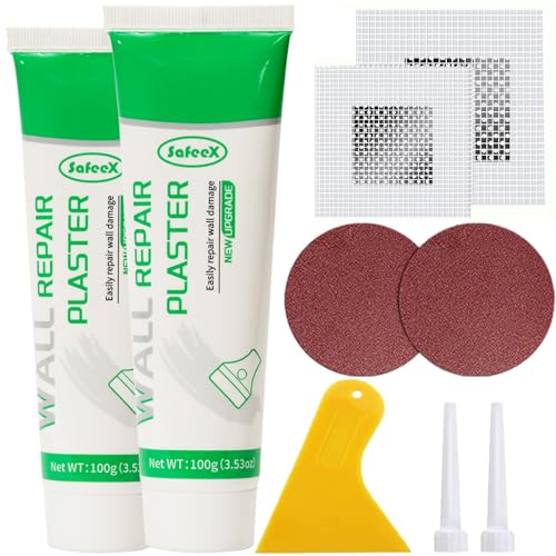 Drywall Repair Kit - 2 Pack Wall Patch & Spackle with Scraper | Quick Fix for Cracks & Holes | Perfect for Home Renovation & DIY Projects