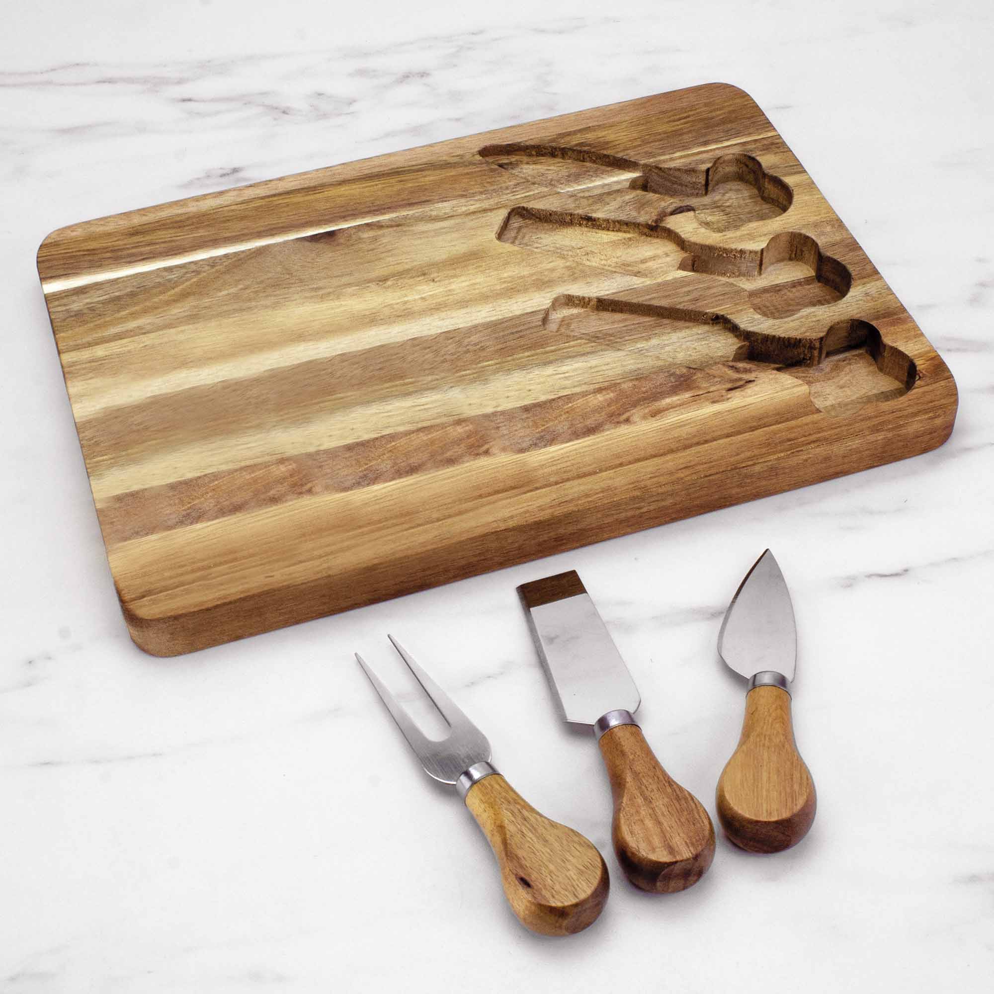 Premium Charcuterie Board Set with Built-In Cheese Knives - Elegant Wooden Serving Tray for Cheese, Charcuterie & Appetizers - Perfect for Dinner Parties, Wine Nights & Holiday Entertaining