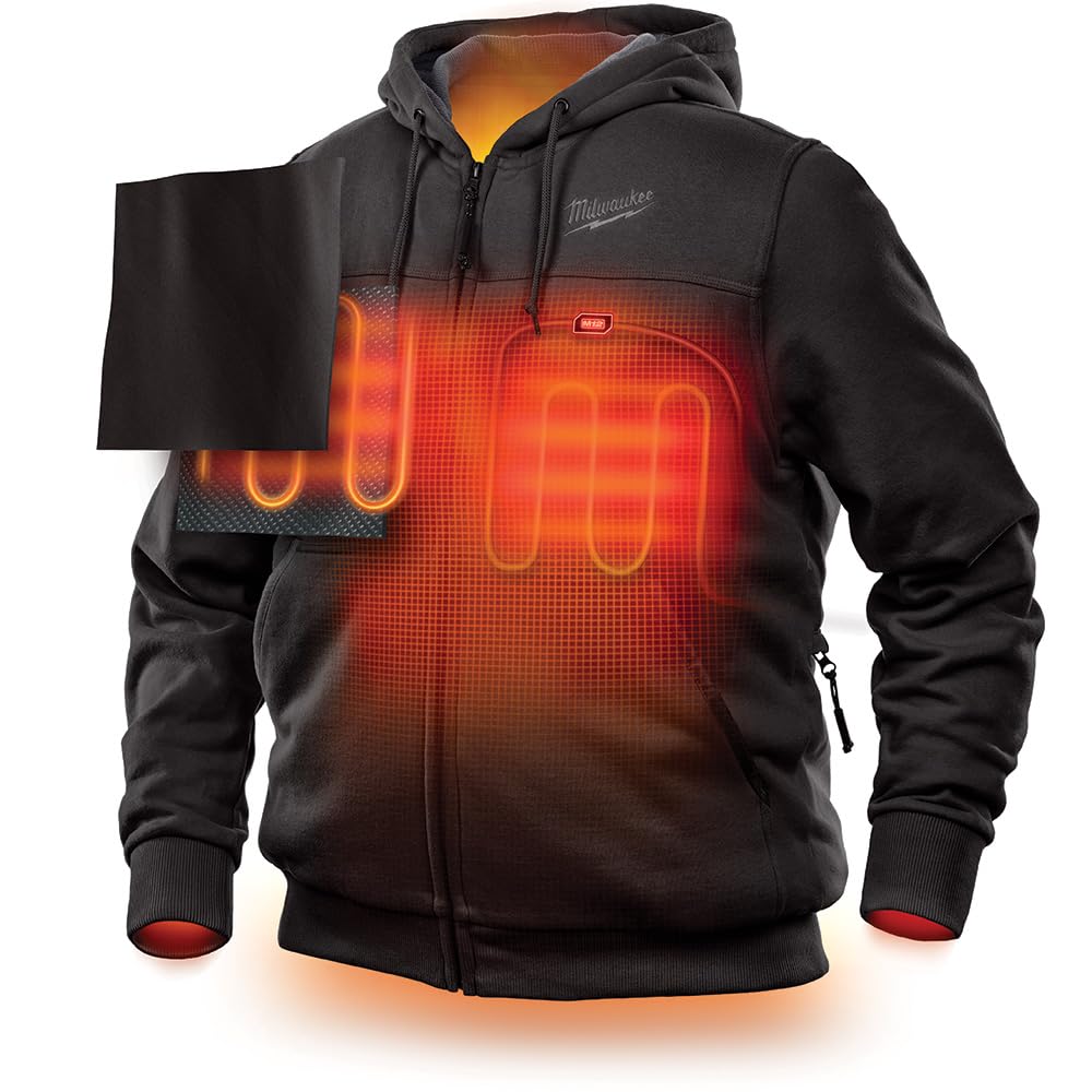 Milwaukee 302B-20L M12 Heated Hoodie - Black Size Large | Battery-Powered Heated Jacket for Men | Perfect for Winter Work, Outdoor Activities & Cold Weather Comfort