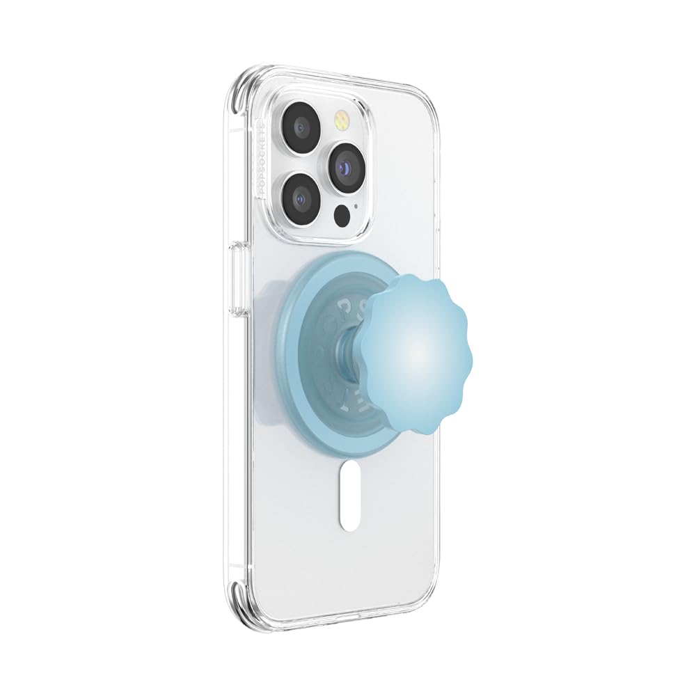 PopSockets Round Phone Grip with MagSafe Compatibility - Includes Adapter Ring, Secure Phone Holder, Works with Wireless Charging (Blue) - Perfect for iPhone 13/14/15, Daily Commute & Hands-Free Use