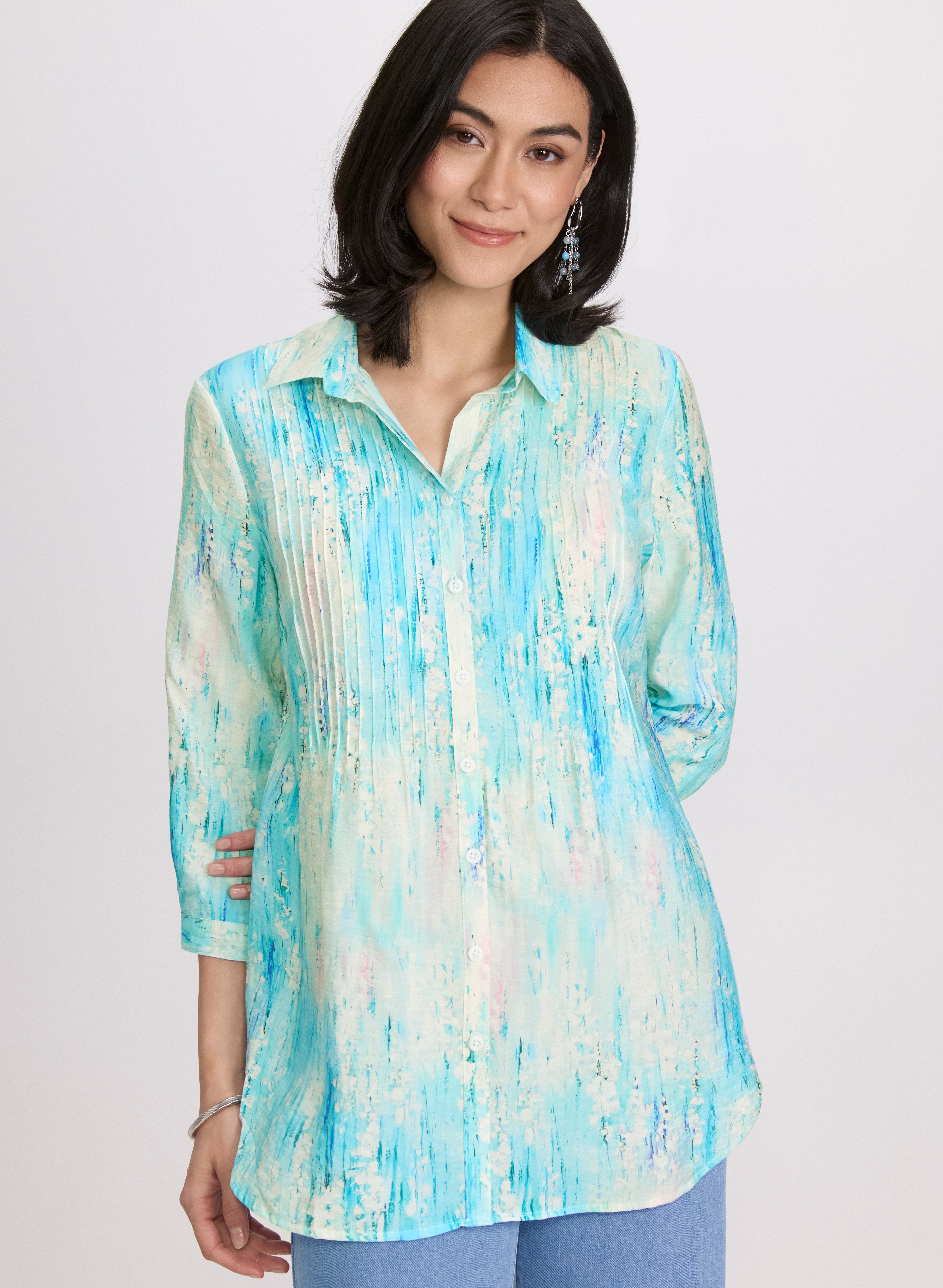 Stylish Abstract Print Blouse for Women - Trendy Floral Pattern Casual Top - Perfect for Office, Date Night & Summer Outfits