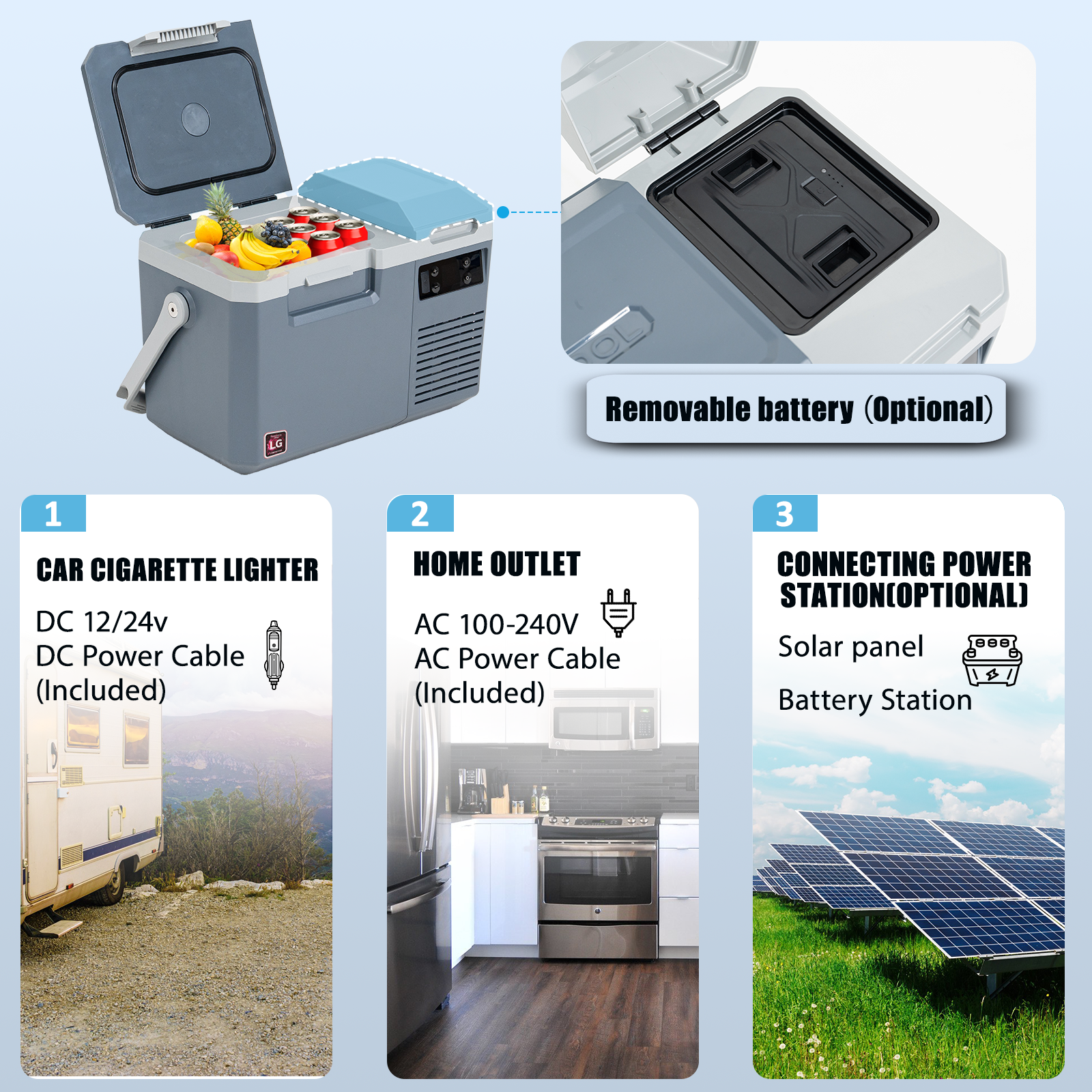 Alpicool LGMP8 Portable Car Refrigerator Freezer - 12V/24V DC & 110V AC, 8-Quart Compact Mini Fridge for Road Trips, Camping, and Outdoor Adventures