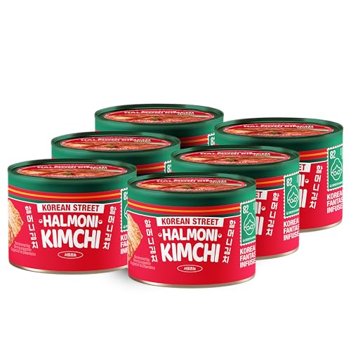 Authentic Korean Halmoni Kimchi - Traditional Fermented Spicy Cabbage (6-Pack) | Perfect for Bibimbap, Ramen, BBQ & Meal Prep