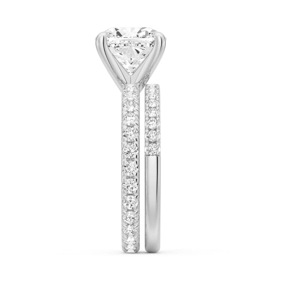 Stunning Cushion Cut Moissanite Engagement Ring with Eternity Pave Band - Perfect for Proposals, Weddings & Anniversary Gifts | Eco-Friendly Alternative to Diamond Rings