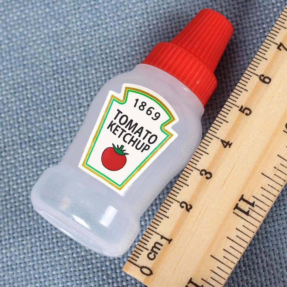 2 Pack Mini Tomato Ketchup Bottles (25ML) - Portable Small Sauce Containers for Salad Dressing, Bento Box, Picnics, BBQs & Travel - Leak-Proof Pantry Storage Containers