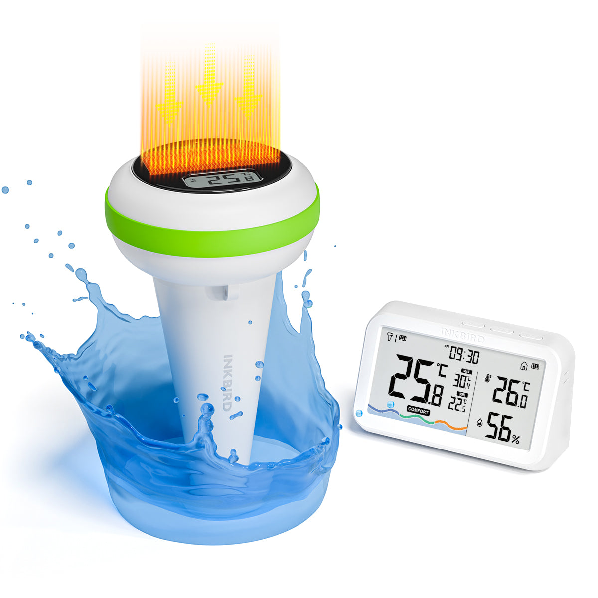 Wireless Pool Thermometer Set IBS P03R - Accurate Water Temperature Monitor for Swimming Pools, Hot Tubs & Spas | Indoor & Outdoor Use