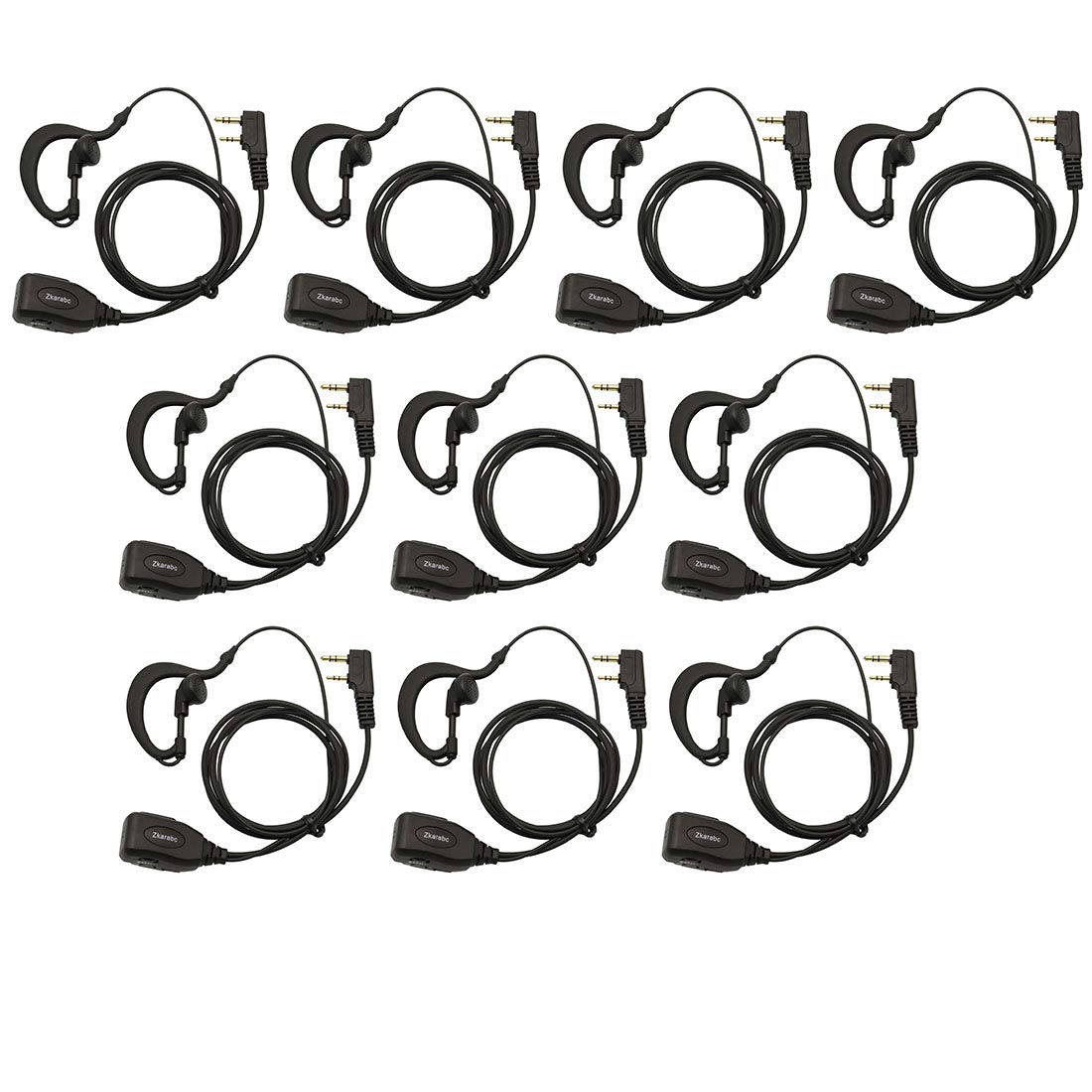 10 Pack Walkie Talkie Earpiece with Mic - G Shape Adjustable Volume Headset for Kenwood BF-888S, UV-5R, Retevis H-777, RT22, Puxing & Wouxun Radios | Perfect for Security, Construction & Outdoor Activities