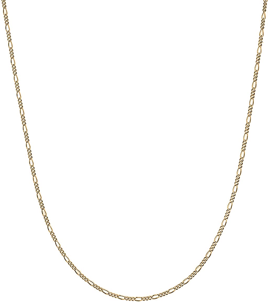 10K Solid Gold Italian Figaro Chain Necklace 1.8mm - 10 Karat Real Gold Jewelry for Women & Men - Made in Italy - Perfect for Gifts, Anniversaries & Everyday Wear