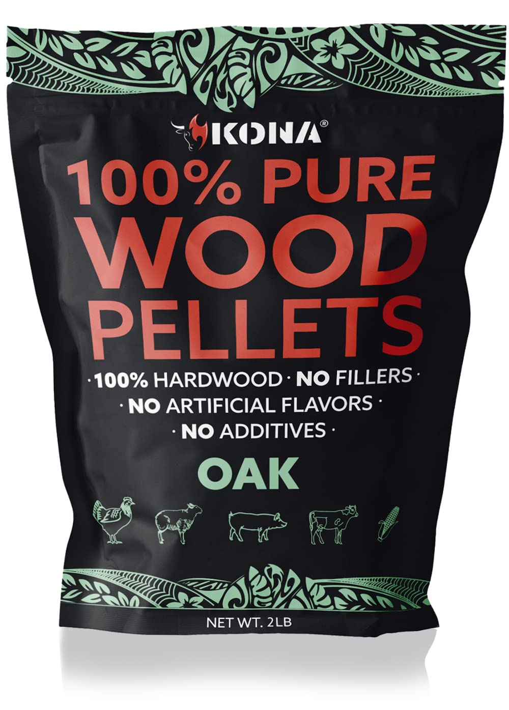 Premium Kona 100% Oak Wood Smoking Pellets for Ninja Woodfire Outdoor Grill - 2 lb Resealable Bag - Perfect for BBQ, Smoking Meats & Enhancing Flavor
