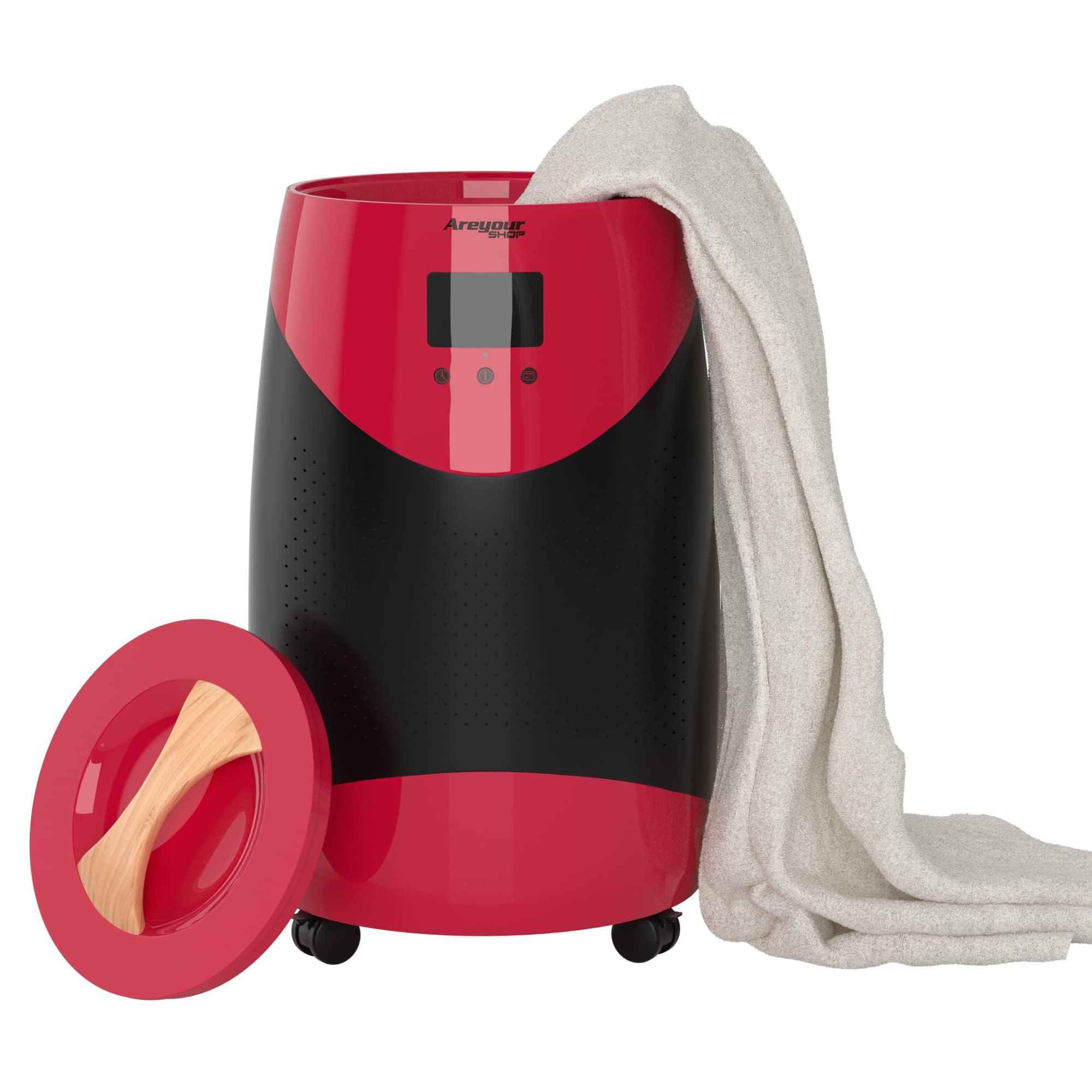 **Topteng 20L Red Towel Warmer with Wheels – Large Bucket-Style Heated Towel Warmer for Bathroom & Hot Tub – Fast Heat-Up, Auto Shut-Off, Drying Function – Perfect for Spa, Salon, and Home Relaxation**