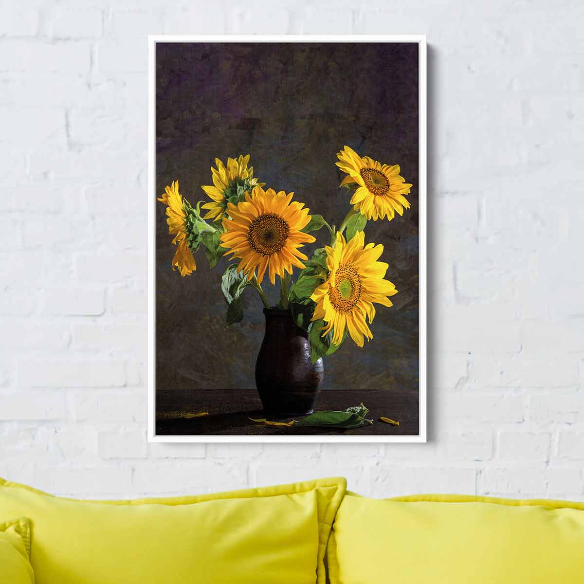Yellow Sunflower Wall Art Canvas Print - Modern Floral Home Decor for Living Room, Bedroom & Office - 7265