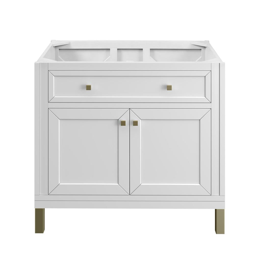 James Martin Vanities Chicago Collection 36-Inch Single Bathroom Vanity in Glossy White - Cabinet Only | Modern Bathroom Storage Solution for Small Spaces & Master Bathrooms