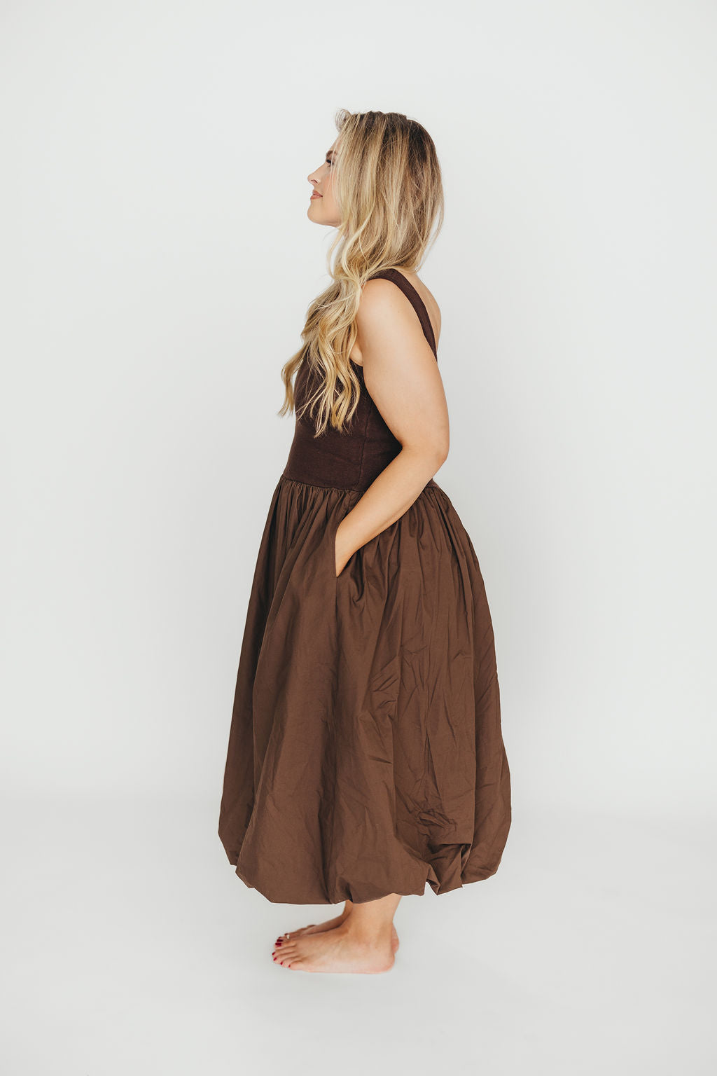 Stylish Betty Midi Dress in Brown - Women's Casual & Party Wear for Everyday Elegance