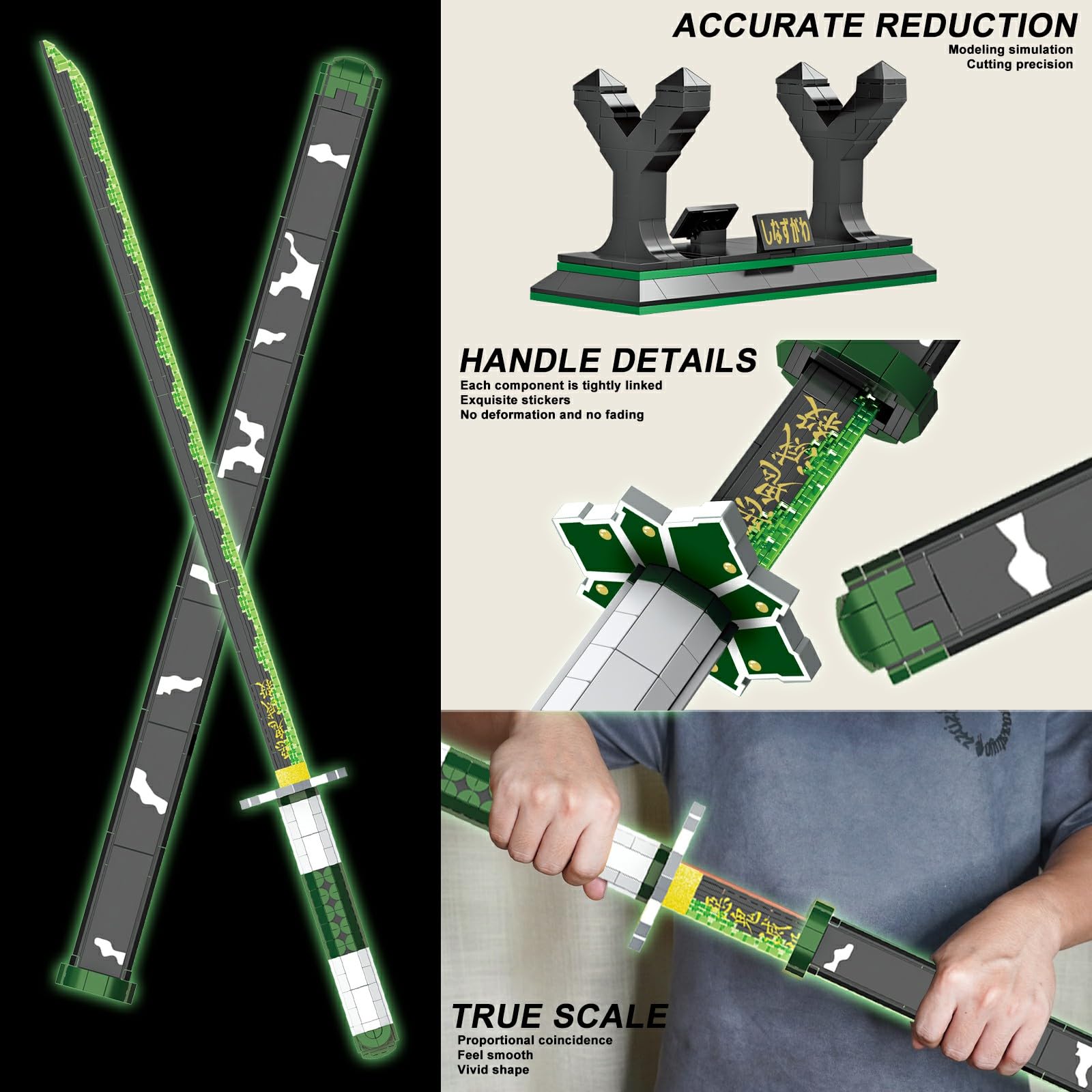 710-Piece Samurai Sword Building Blocks Kit - Long Katana with Scabbard & Display Stand - Anime Cosplay Toy for Kids & Collectors - Perfect Gift for Birthday & Japanese Culture Enthusiasts - Role Play, Display & Collection