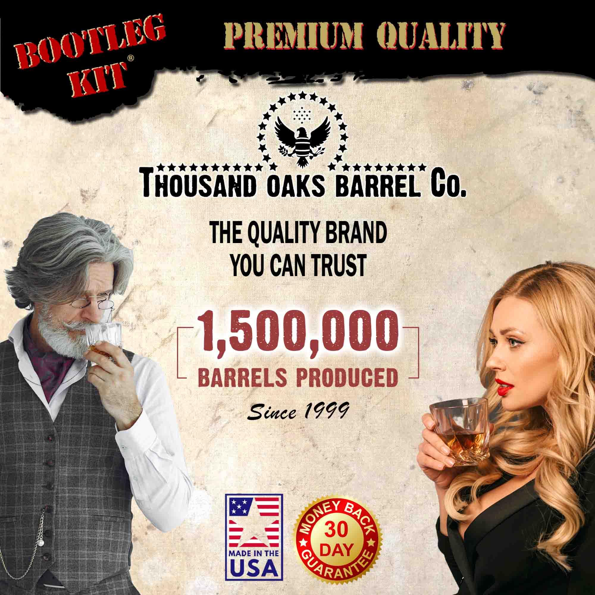 Thousand Oaks Barrel Co. 3L Personalized Kentucky Bourbon Whiskey Aging Kit - Small Oak Barrel for Home Distilling & Spirit Maturation - Perfect Bourbon Gift Set for Men (B821) - Ideal for Home Brewing, DIY Whiskey Making & Unique Gifts