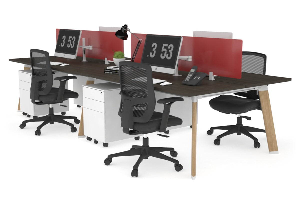4-Person Wooden Workstation with Imprint Frame - 1400L x 700W Dimensions - Ideal for Office, Home Office & Collaborative Workspaces
