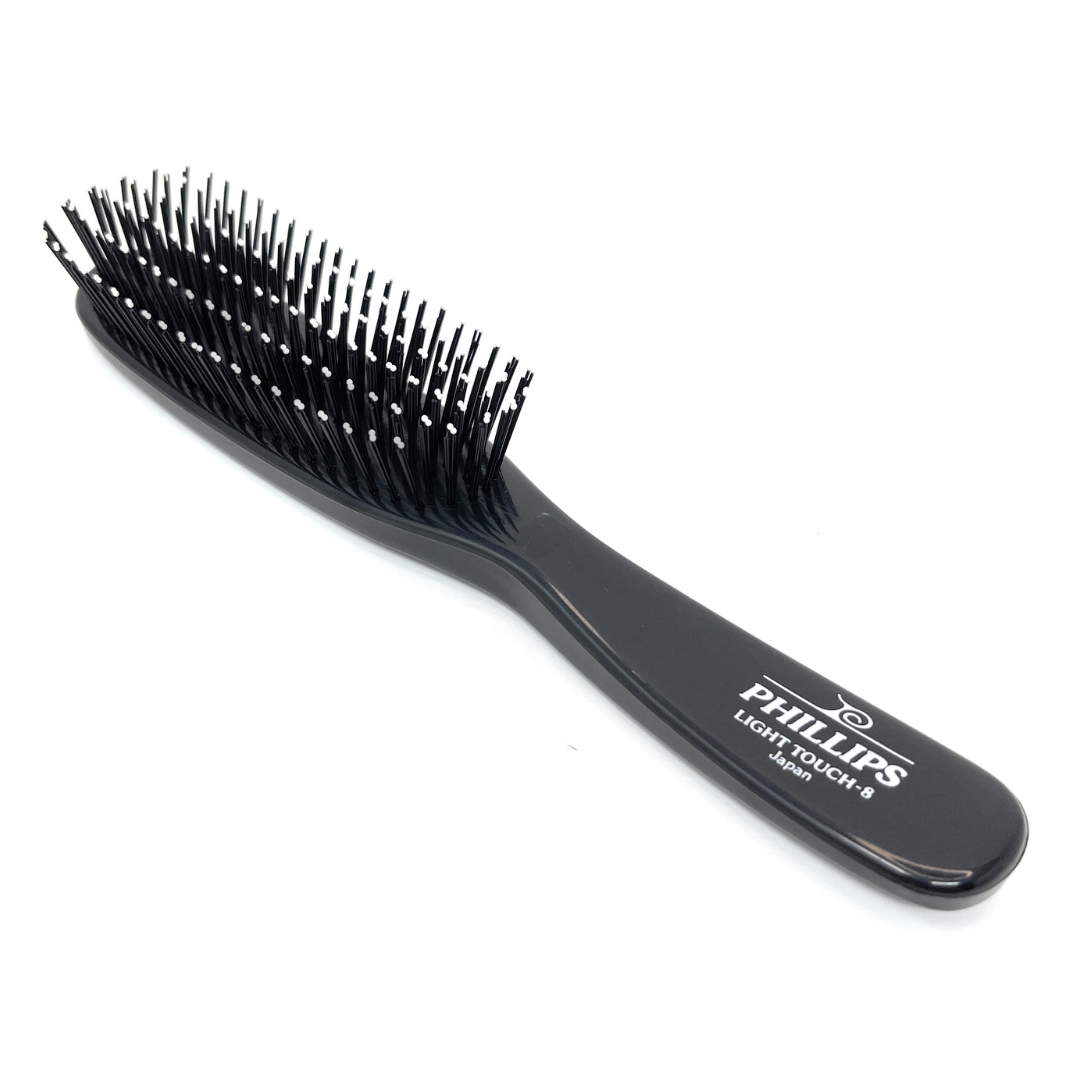 Phillips Light Touch 8 Nylon Hair Brush with Black Rectangle Handle - Gentle Detangling for All Hair Types, Perfect for Home & Travel Use