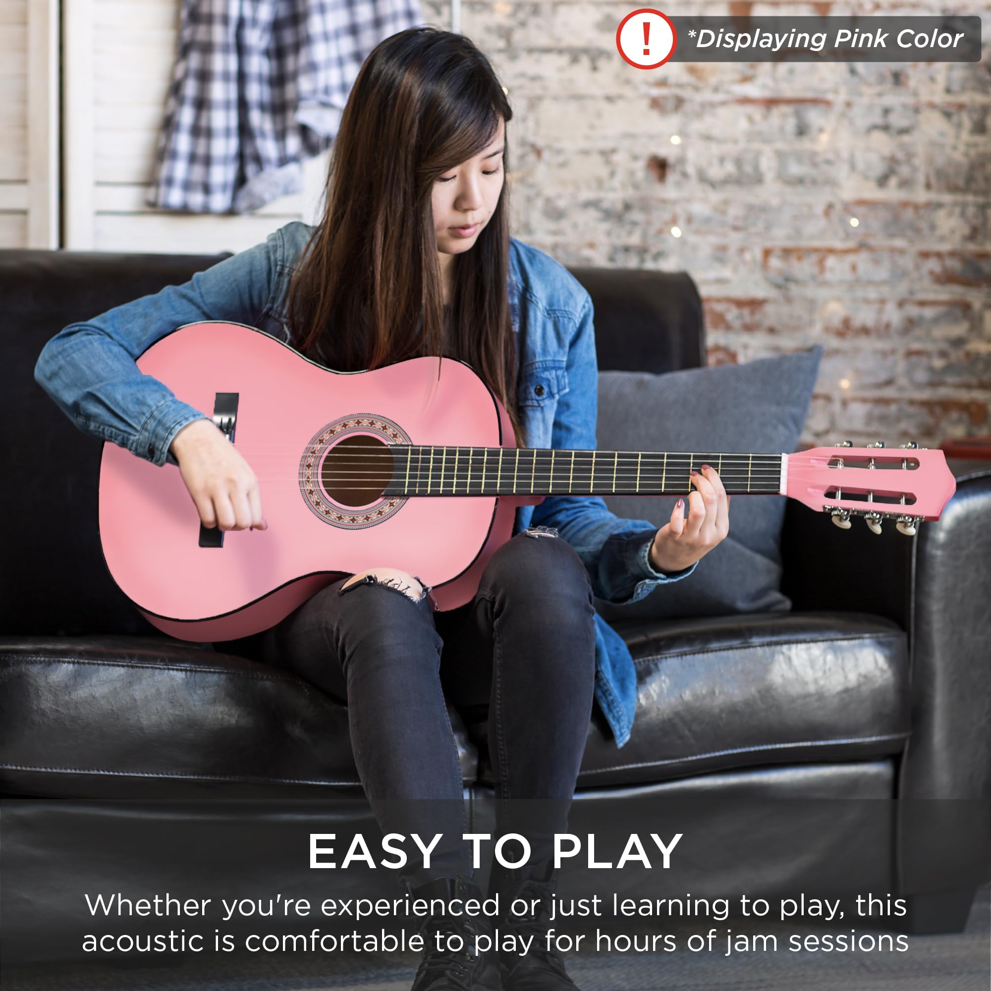 Best Choice Products 38-Inch Beginner Acoustic Guitar Starter Kit with Gig Bag, 6 Picks, Nylon Strings & Strap (Black) - Perfect for Learning, Practice & Travel