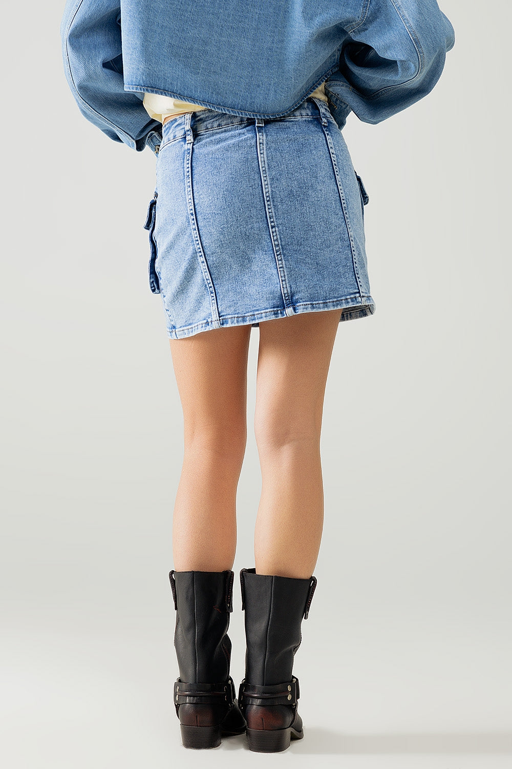 Mini Cargo Skirt for Women - Washed Denim with Pockets - Casual Streetwear, Summer Outfits, and Festival Fashion