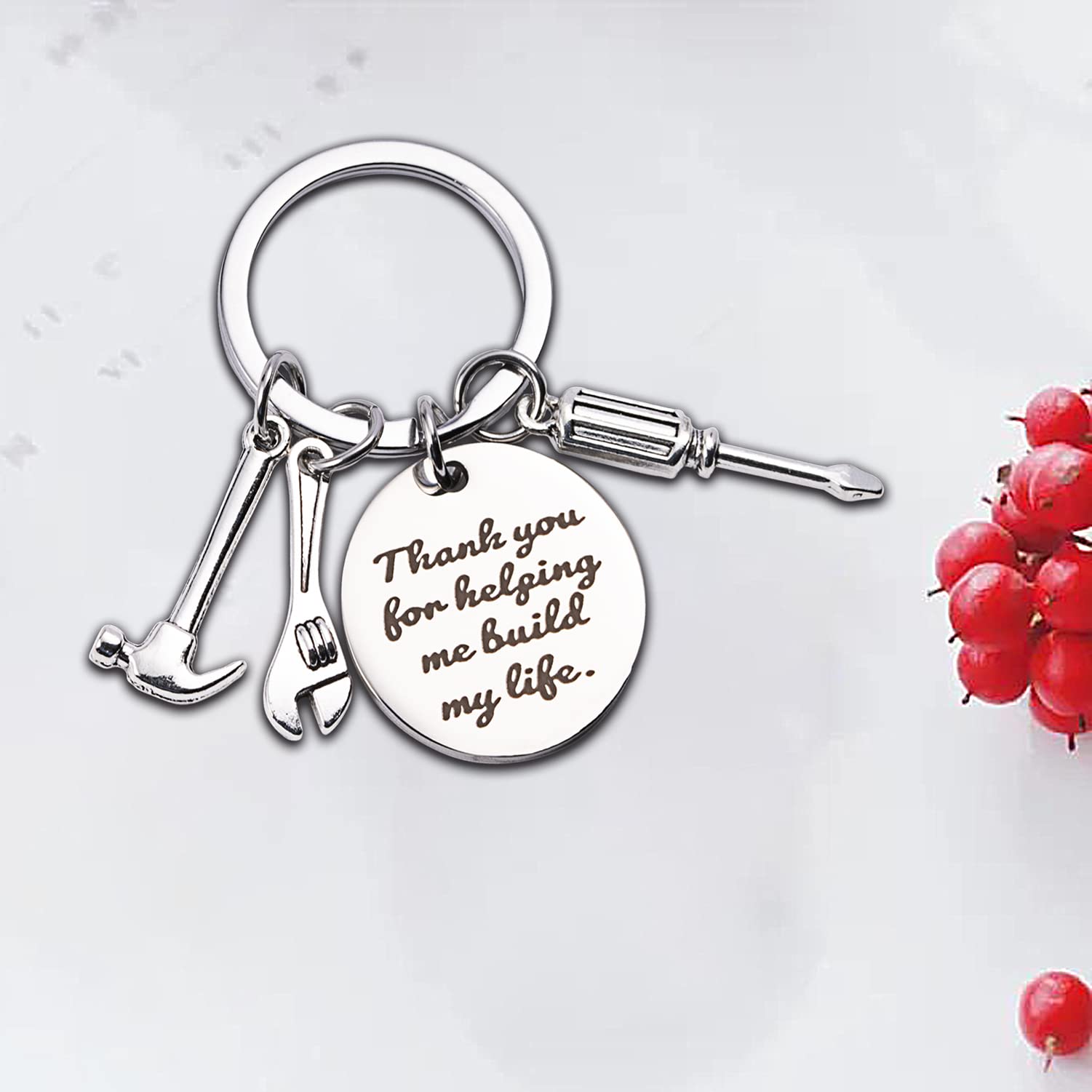 Linemoon Thank You Keychain for Dad - Father's Day, Birthday, Anniversary & Christmas Gift from Son or Daughter | Personalized Gifts for Dad | Office, Car & Home Use
