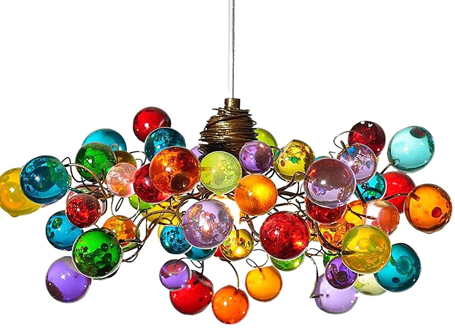 ZPTECH Fashionable Multicolored Bubble Chandelier - 12 Inch Modern Pendant Light for Kids Bedroom, Living Room & Bedside | Perfect for Nursery Decor, Dining Room Ambiance & Cozy Lighting