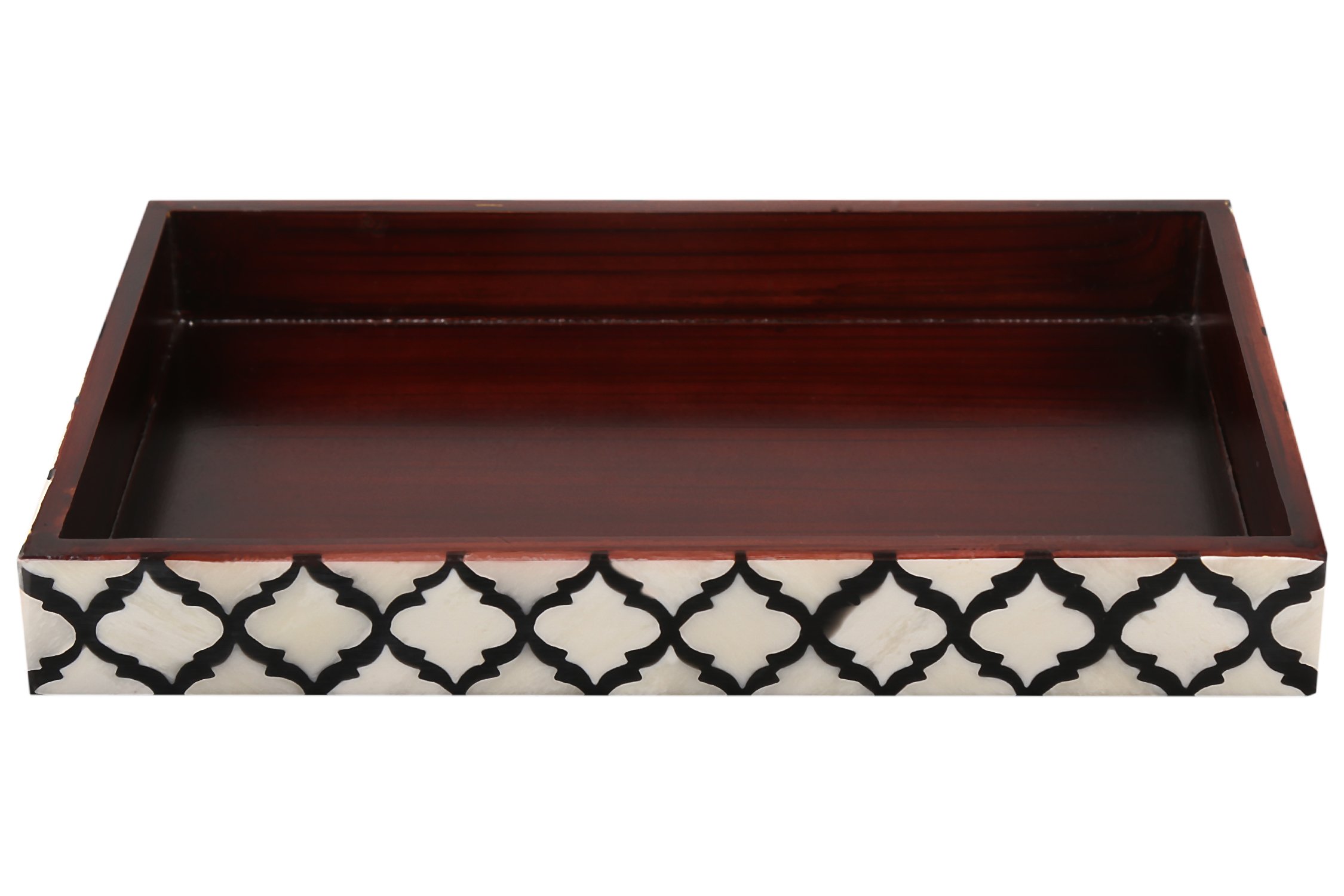 Handmade Moroccan Pattern 10x6 Towel Tray - Small Bathroom Tray, Guest Towel Holder, Decorative Napkin Holder, Bathroom Countertop Storage, Kitchen Hand Towel Holder in Black - Perfect for Bathroom Organization, Kitchen Decor & Guest Room Essentials