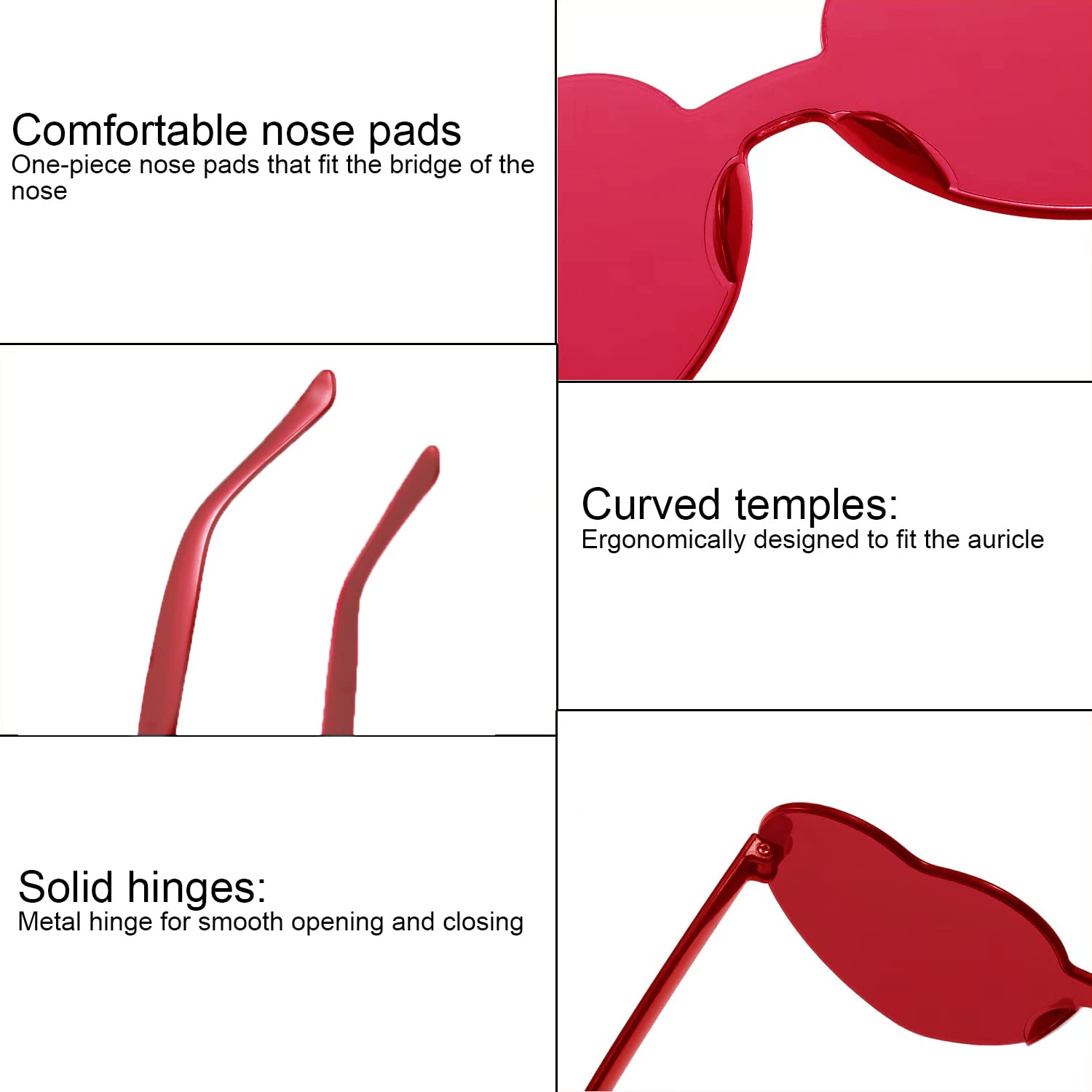 Heart-Shaped Sunglasses for Parties & Costumes - 6 Pack Fun Novelty Photo Props for Kids & Adults - Perfect for Beach, Birthday, Festival & Dress-Up Events