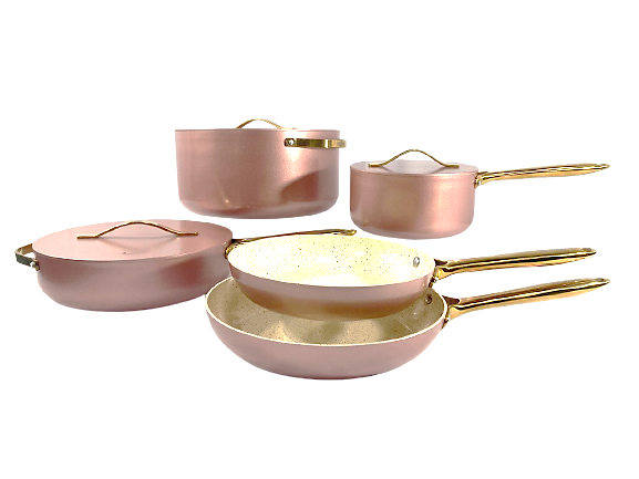 Royal Pink 8-Piece Nonstick Cookware Set - Stainless Steel Pots and Pans with Lids - Perfect for Cooking, Baking & Serving - Ideal for Home Kitchens & Gifting