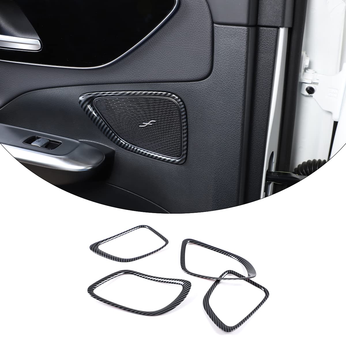 ABS Car Speaker Cover Trim Compatible for Mercedes-Benz W206 C-Class (2022-2023) - Carbon Fiber Look Interior Accessories for C200 C300 Base Sport Sedan - Upgrade Your Car Audio System & Enhance Interior Style