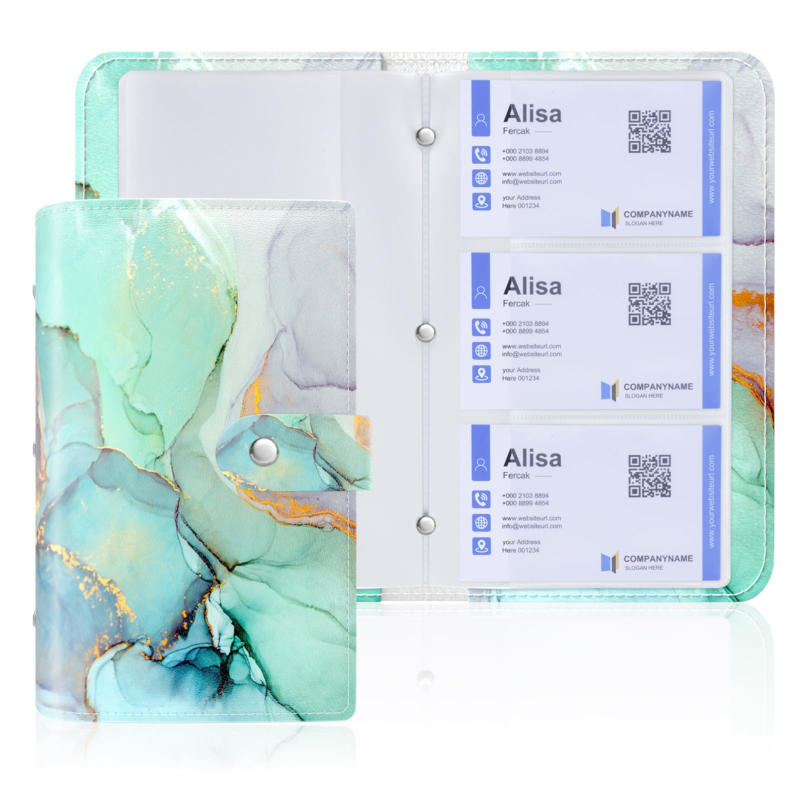 RFID Leather Business Card Organizer - 96 Slots Portable Wallet for Women - Office & Travel Use