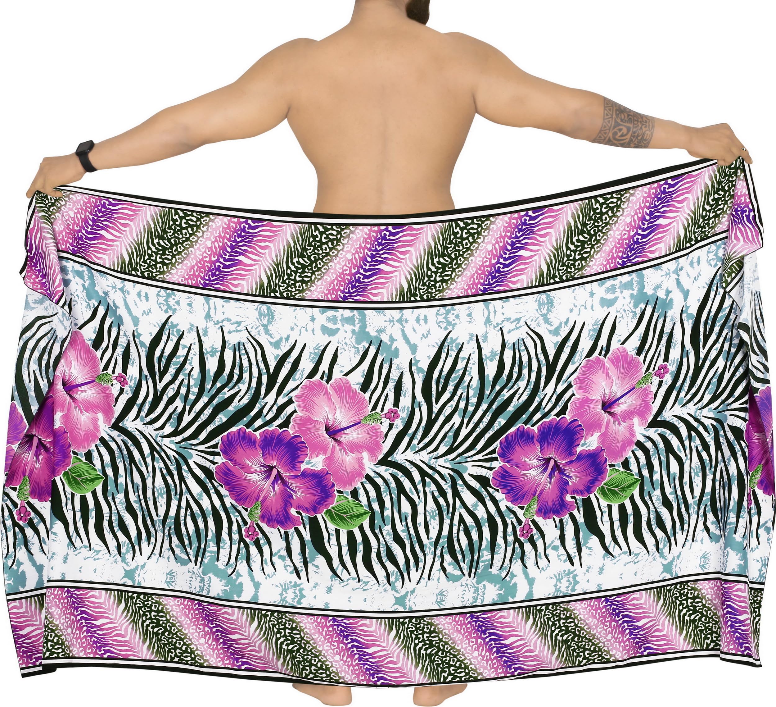 LA LEELA Men's Sarong Beach Cover Up - Lightweight Quick-Dry Swim Wrap for Pool, Beach & Vacation - Stylish Swimwear Accessory for Summer Outings & Tropical Getaways