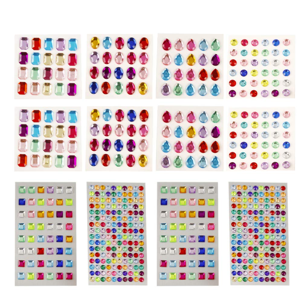 12 Sheets Rhinestone Stickers for Kids Crafts - Bling Gem Stickers for Christmas Party Favors, Nativity Outfits & Alien Costumes | Perfect for DIY Projects, Holiday Decorations & Kids Dress Up
