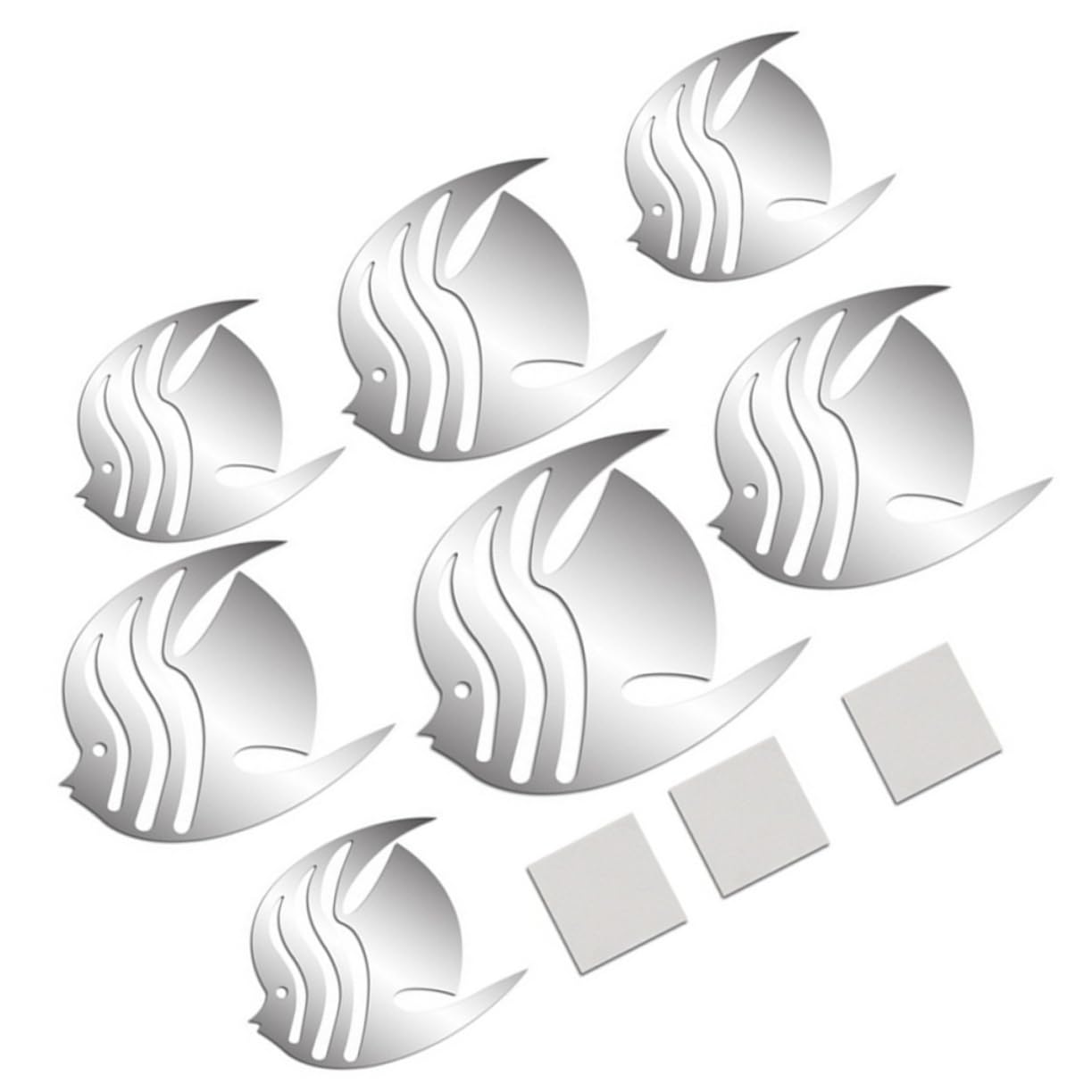 Veemoon 7-Piece 3D Wall Stickers - Ocean Themed Acrylic Mirror Fish Decals for TV & Home Decor | Perfect for Living Room, Bedroom, and Kids Room Wall Art