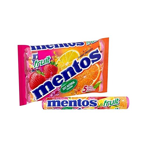 Mentos Fruit Chewy Candy Rolls - 5 Flavors, 38g Each (Pack of 4) | Perfect for Office Snacks, Party Favors & On-the-Go Treats