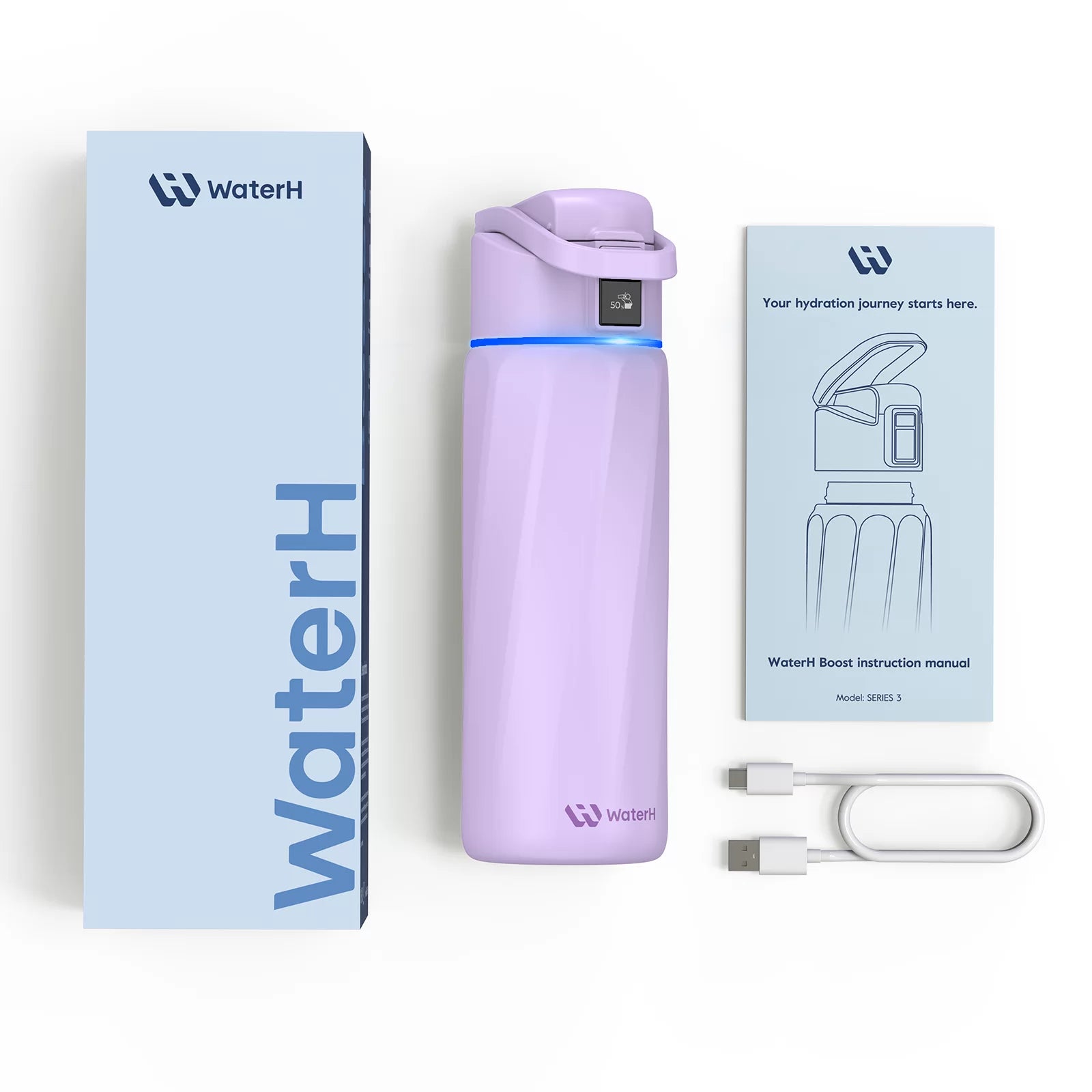 WaterH Smart Water Bottle 24oz with Hydration Tracking & App Sync - Leak Proof, BPA Free Stainless Steel Bottle for Gym, Hiking & Daily Hydration | Official Store