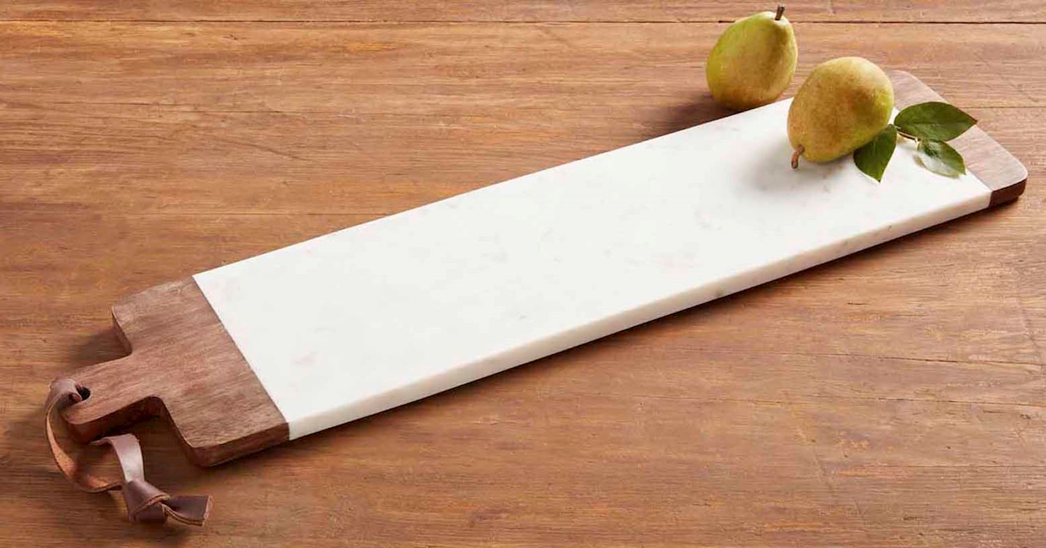 Premium Marble and Wood Serving Board - Elegant Charcuterie Platter for Cheese, Fruit & Appetizers - Perfect for Entertaining, Weddings & Parties