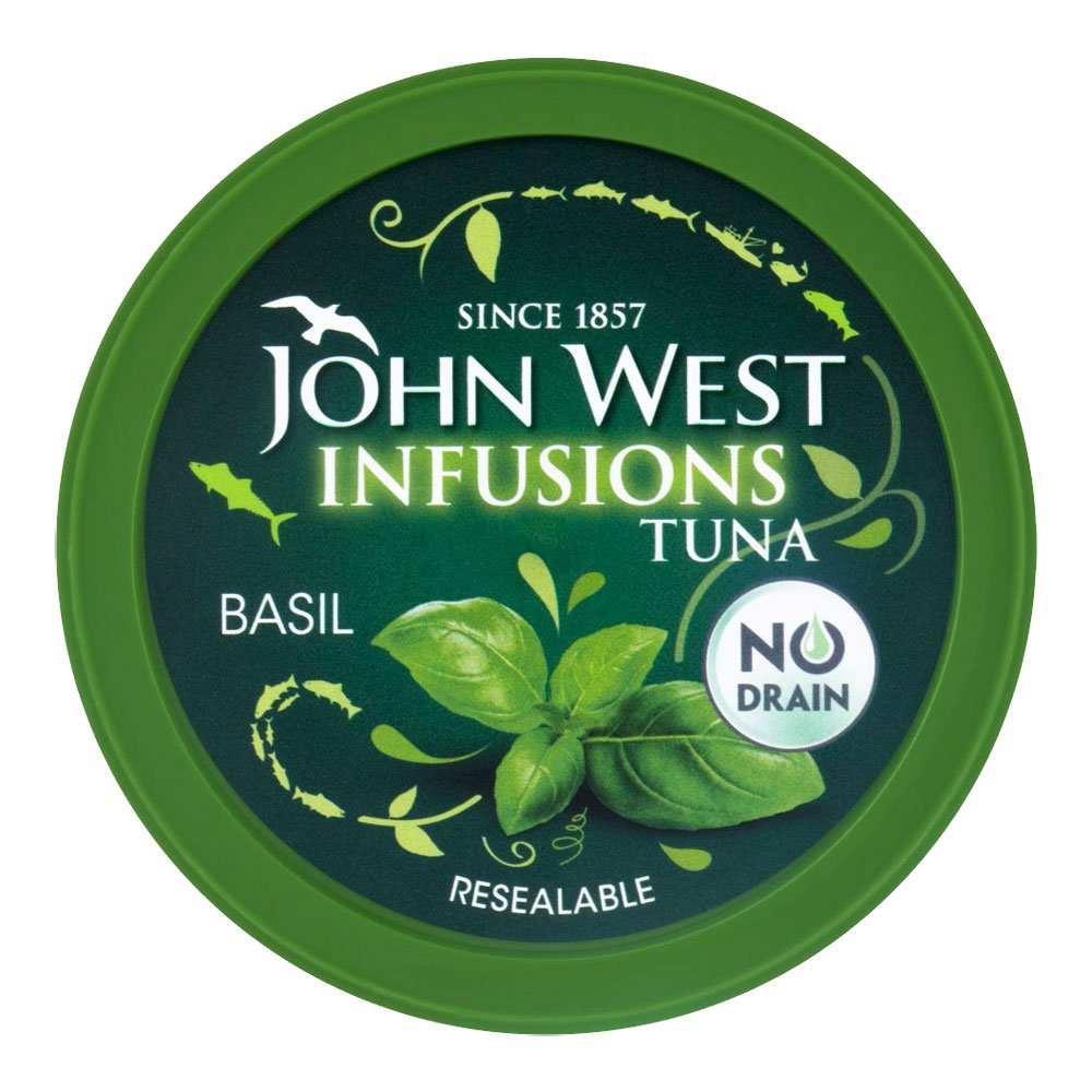 John West Tuna Infusions with Basil 80g - Premium Canned Tuna in Olive Oil - Perfect for Salads, Sandwiches & Healthy Snacks