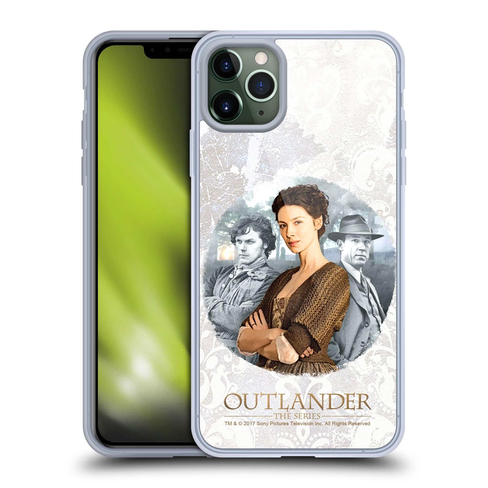 Officially Licensed Outlander Claire Jamie & Frank Portraits Soft Gel Case for Apple iPhone 11 Pro Max - Durable Protective Phone Cover for Fans, Travel & Everyday Use