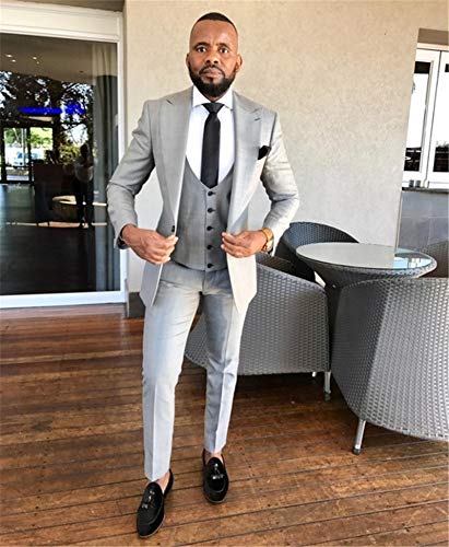 Men's 3-Piece Slim Fit Suit Set - Single Breasted Jacket with Peak Lapel, Vest & Dress Pants | Formal Business Attire for Weddings, Interviews & Office Wear
