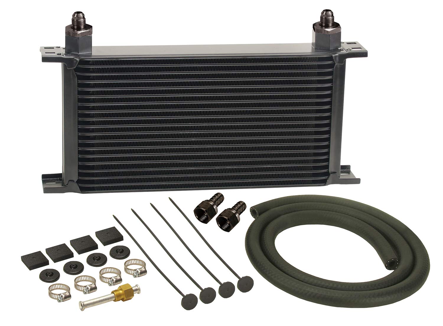 Derale 13403 Series 10000 Stacked Plate Transmission Oil Cooler - 19 Row High Performance Black Cooler for Trucks, RVs & Off-Road Vehicles | Heavy-Duty Cooling Solution for Towing & Extreme Conditions