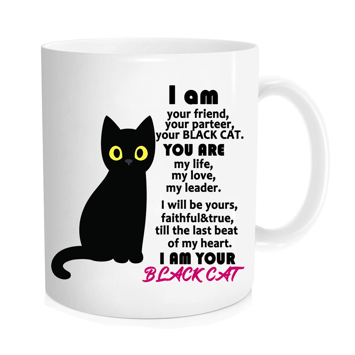 Funny Black Cat Coffee Mug - 11oz Novelty Mug for Men & Women, Perfect Gift for Friends, Partners, Mom, Dad, Siblings - Great for Home, Office & Coffee Lovers