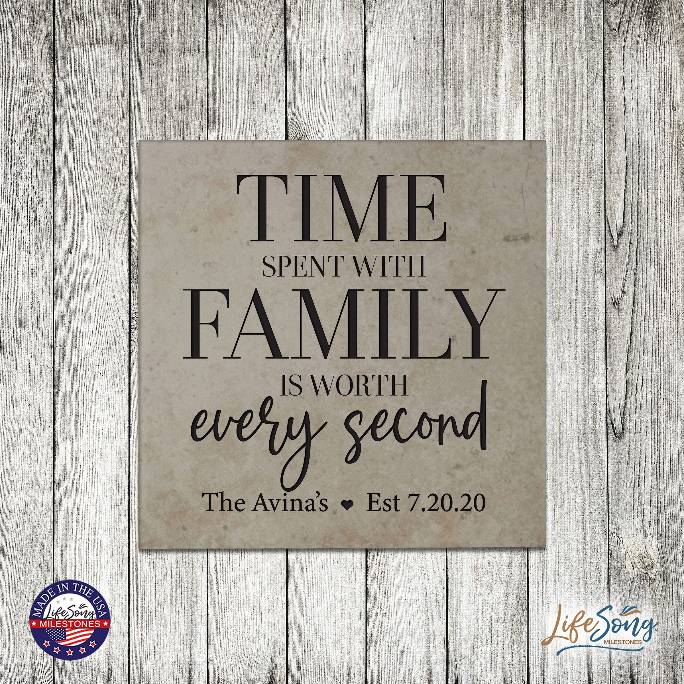 LifeSong Milestones Personalized Ceramic Trivets - Heat Resistant Kitchen Decor for Table Insulation, Home & Office Use - 5.75x5.75 Inch Family Keepsake (Perfect for Dining, Entertaining & Protecting Surfaces from Hot Dishes)
