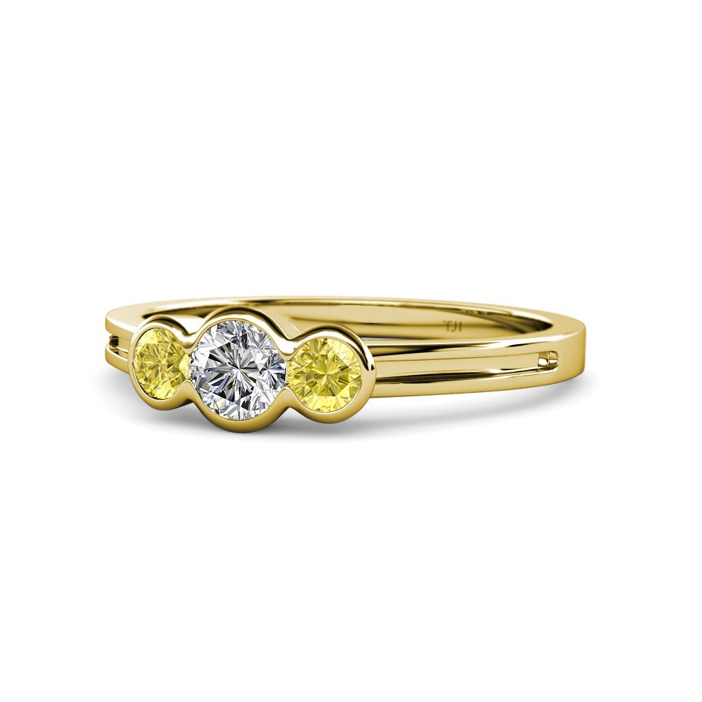 0.50ct Diamond & Yellow Sapphire Ring in 14K Gold for Wedding & Engagement