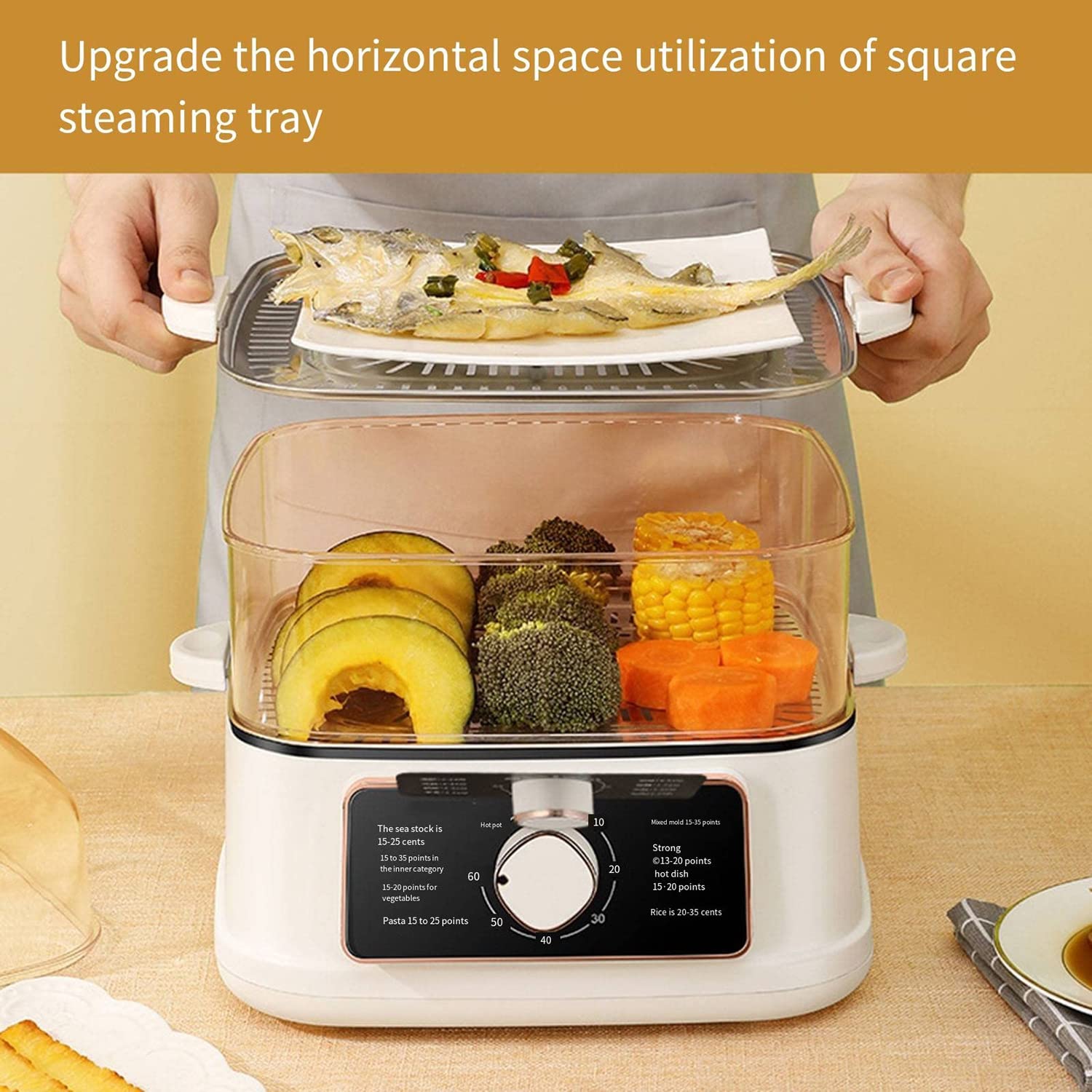 JODAIS Electric Steamer - 3-in-1 Multi-Layer Stainless Steel Steamer Pot for Home Cooking, Hot Pot, Vegetables & Seafood | Perfect for Family Meals & Healthy Meal Prep
