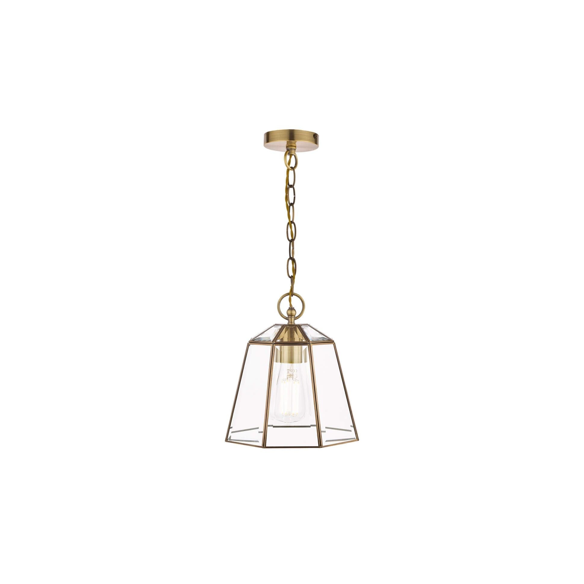 Clayton Pendant Light Fixture - Polished Silver & Antique Brass Glass Shade - Perfect for Dining Room, Bedroom or Entryway Lighting